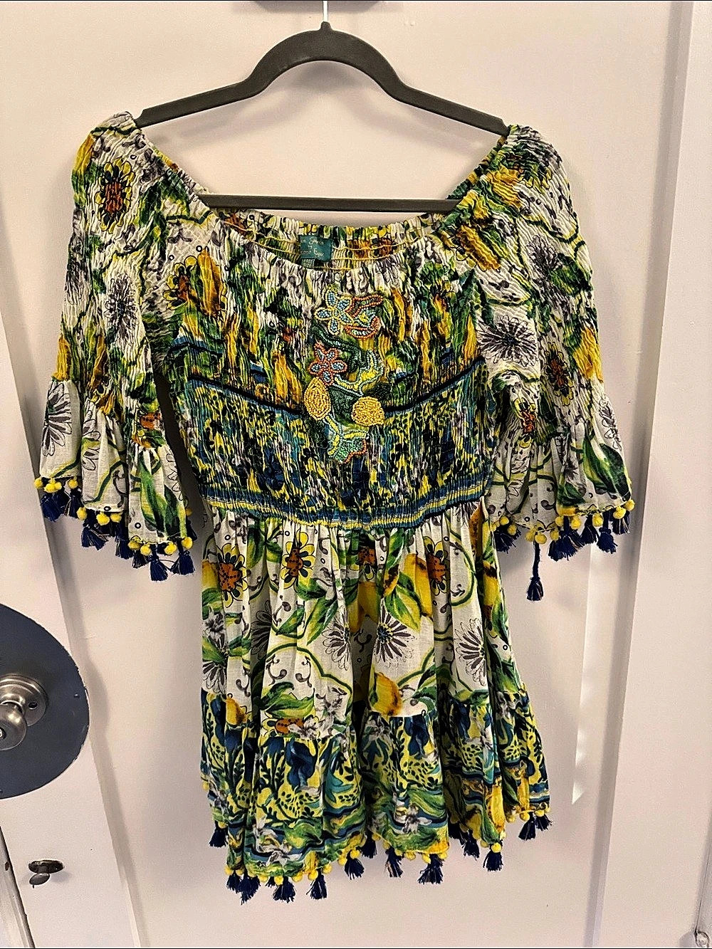 Antica Sartoria Giacomo Cinque Floral Mini Dress Green & White